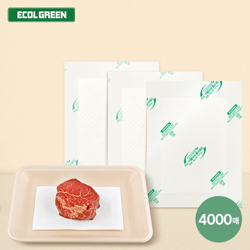 미세플라스틱 FREE 생분해 미트 보관 흡수패드 4000매 식물유래 PLAecolgreen